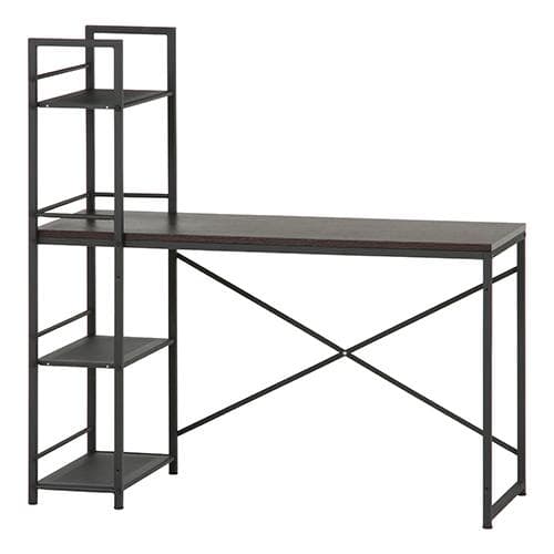 《新品・送料無料》ラック付きデスク ルール 奥行49cm ダークブラウン