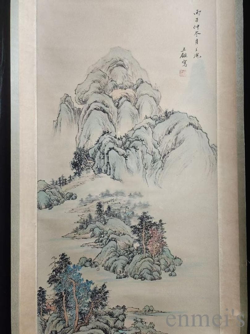 中国古美術.明時代.王監款.花鳥図.宣紙.三尺手描き.掛け軸.水墨画.名家