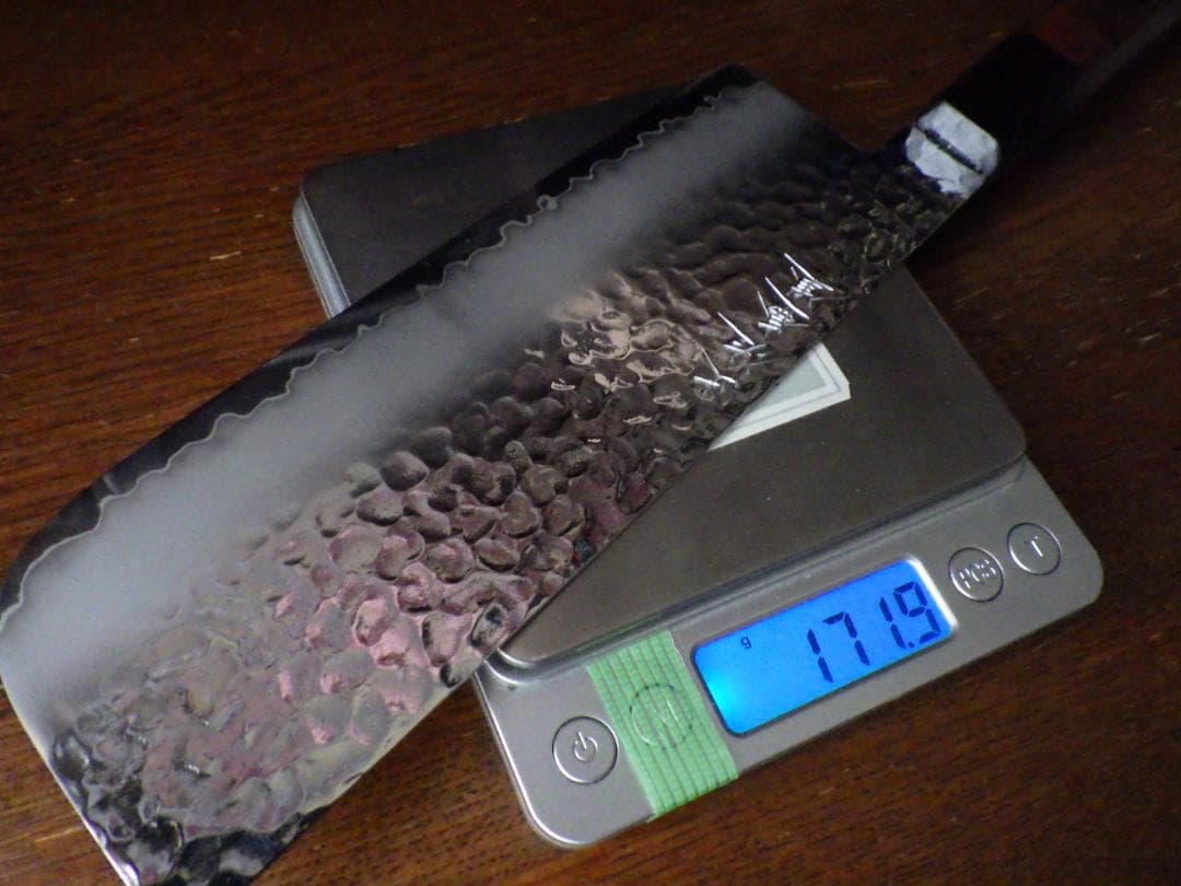 土佐打槌目鍛造★コバルト菜切り包丁★高級紅壇八角柄★