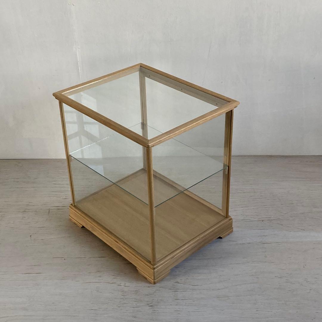 古い木製 ガラスケース 2段 ショーケース 展示ケース パンケース 店舗什器