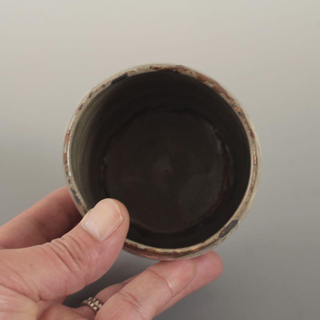 白象嵌 筒茶碗 茶道具 古美術 酒器 茶碗 古道具 アンティーク 白象嵌 八代焼