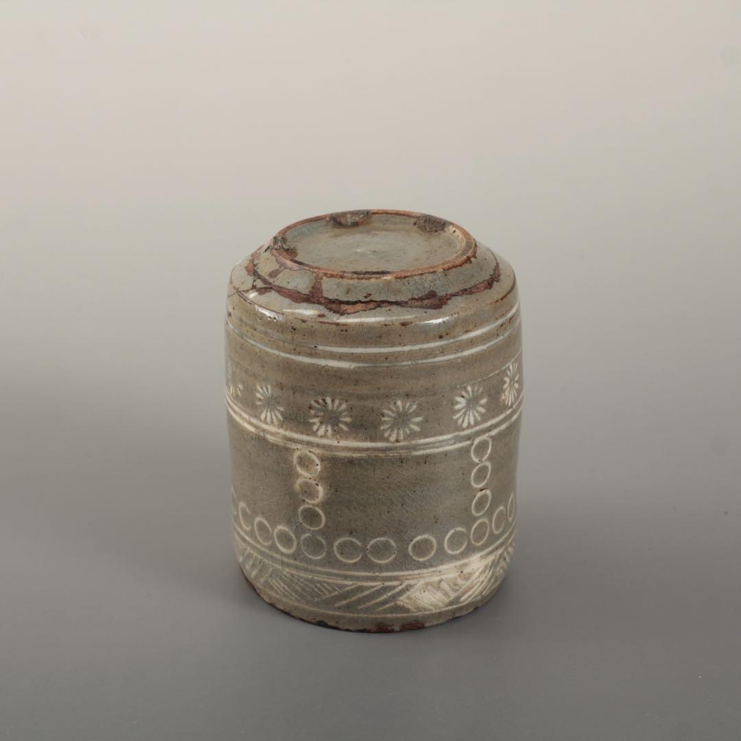 白象嵌 筒茶碗 茶道具 古美術 酒器 茶碗 古道具 アンティーク 白象嵌 八代焼