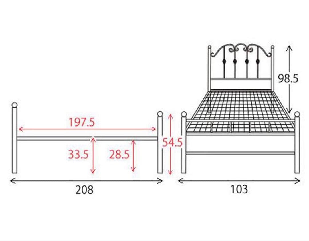 ロマンティックプリンセス/ホワイト/シングルベッドフレーム