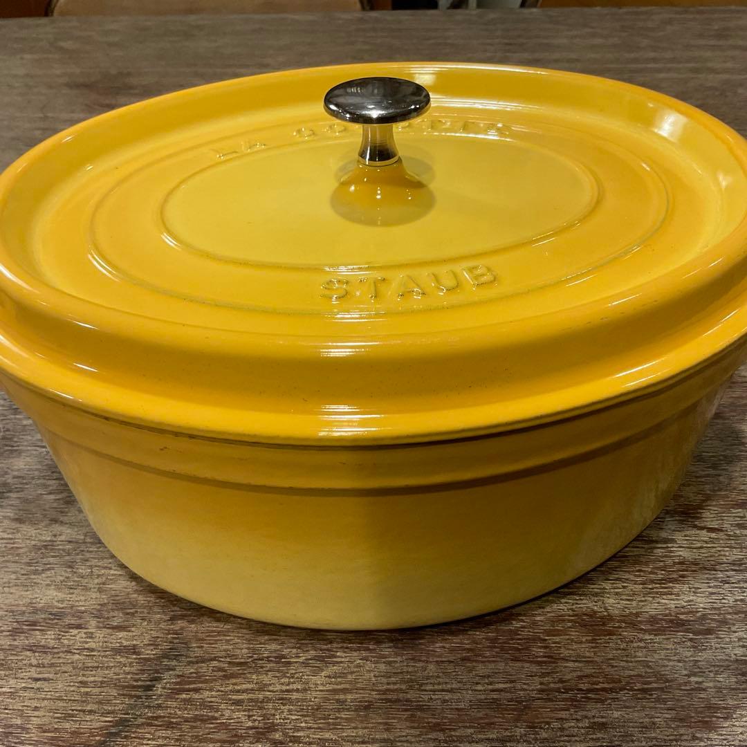 大容量！ 31cm！STAUB ストウブ ピコ・ココット オーバル イエロー系