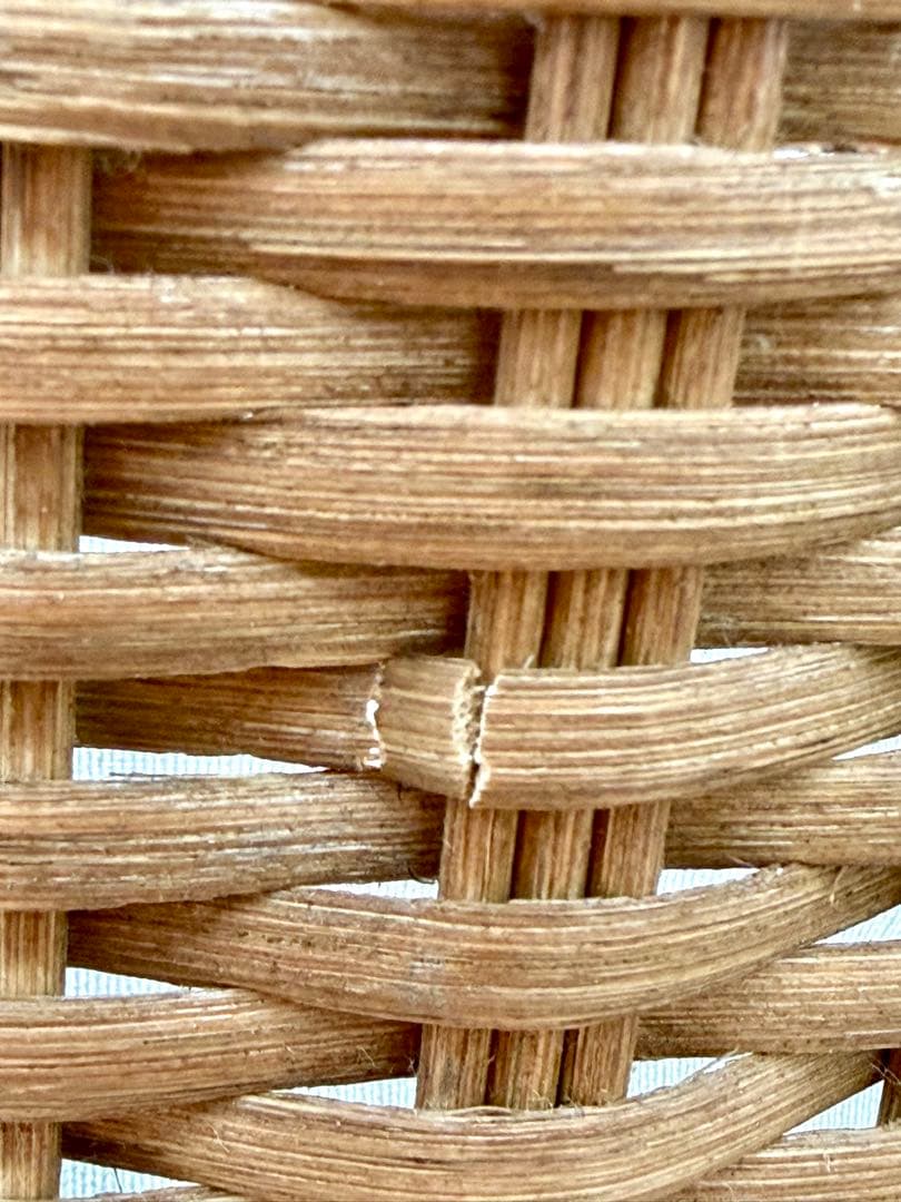 NY購入 ヴィンテージ ラタン バスケット 蓋付 内布 ランドリー 籠
