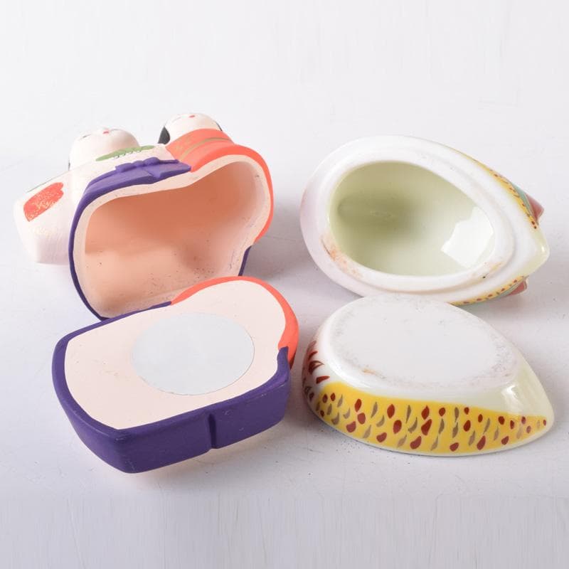 茶道具 楽山作 立雛他 干支 水鳥など 色絵香合 6点まとめて N