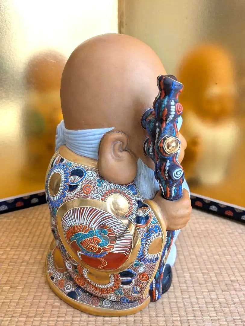 九谷焼　八幡窯　置物　寿老人 縁起物　開運
