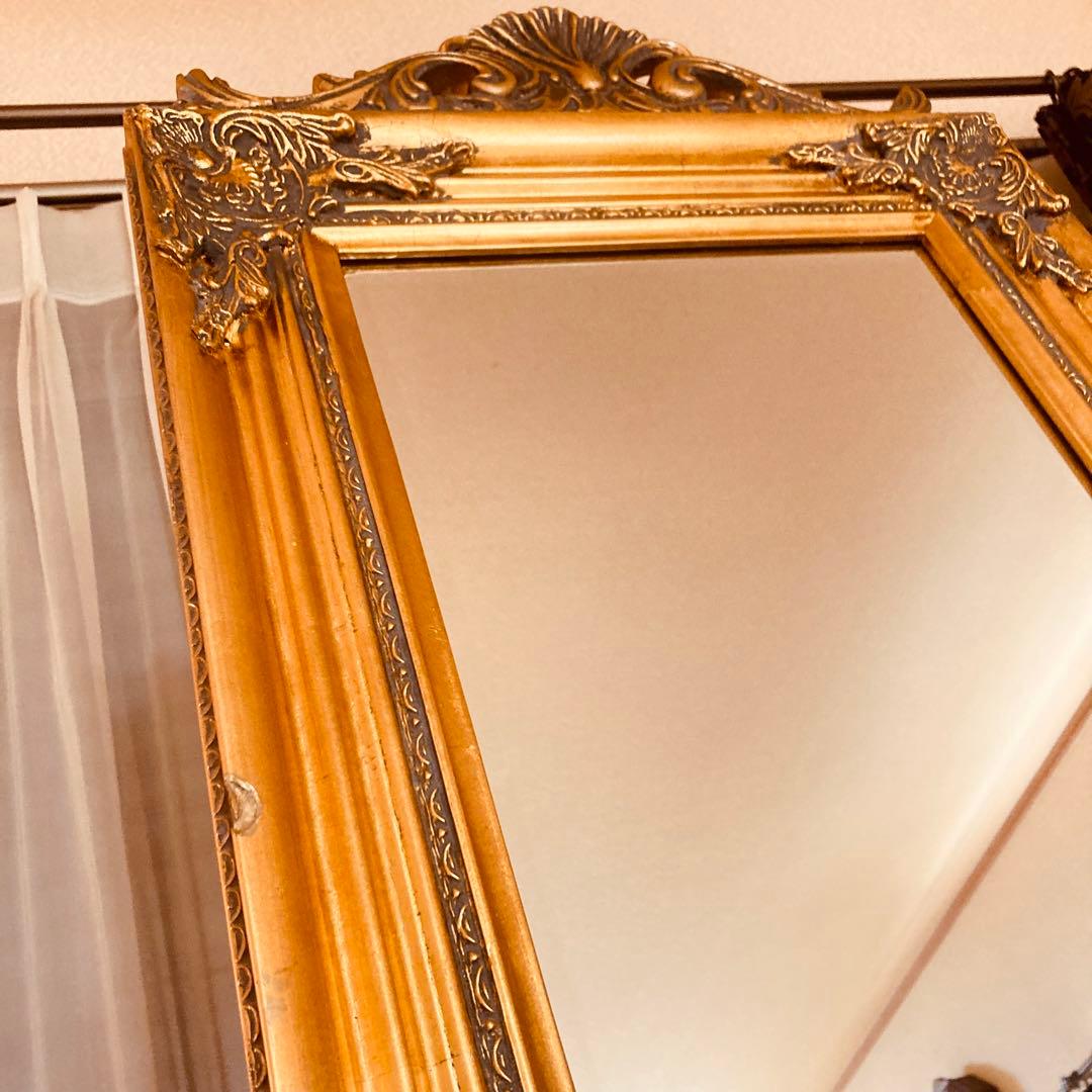 ロココ調　アンティーク　スタンドミラー　姿見　壁掛けミラー　イタリア輸入家具