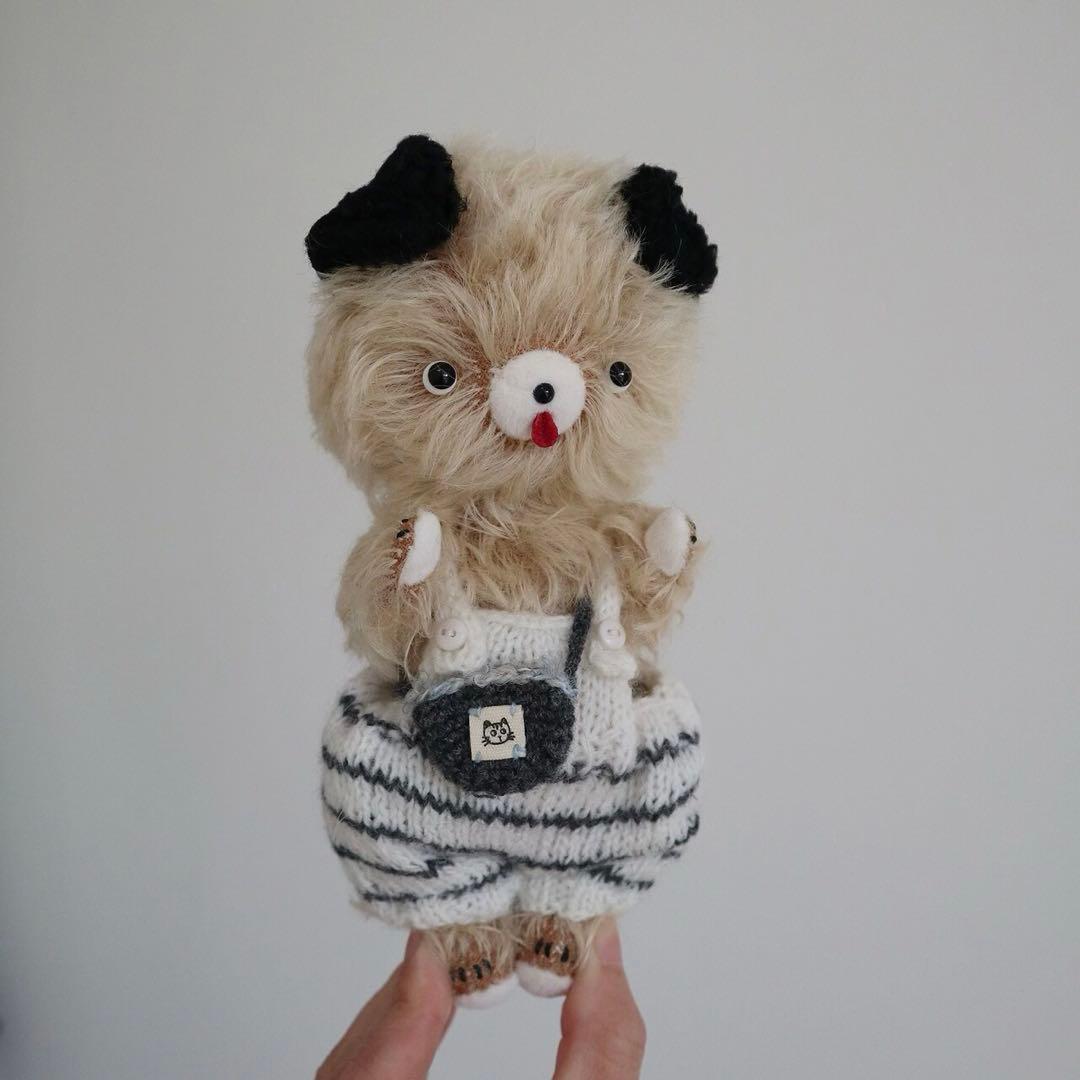 黒い耳のワンワン アーティストベア 海外作家様 ハンドメイド ぬいぐるみ 犬