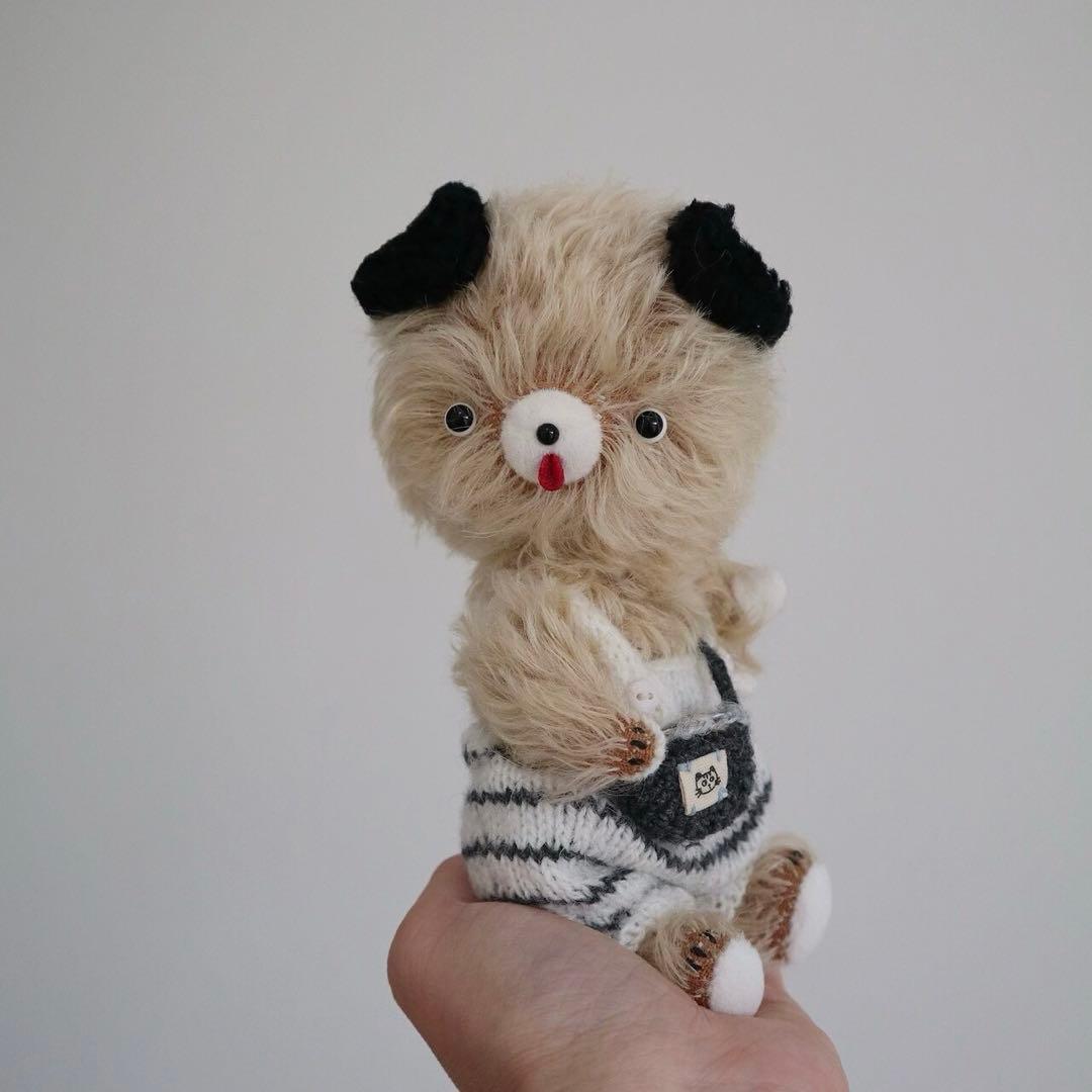 黒い耳のワンワン アーティストベア 海外作家様 ハンドメイド ぬいぐるみ 犬