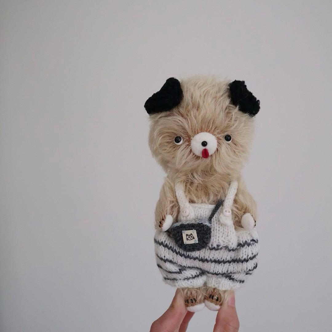 黒い耳のワンワン アーティストベア 海外作家様 ハンドメイド ぬいぐるみ 犬