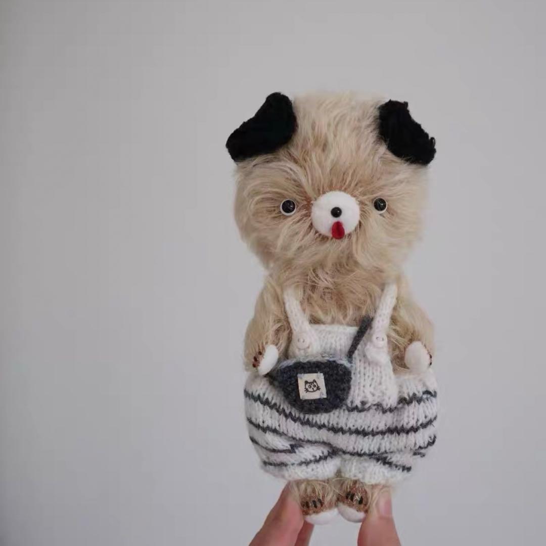 黒い耳のワンワン アーティストベア 海外作家様 ハンドメイド ぬいぐるみ 犬