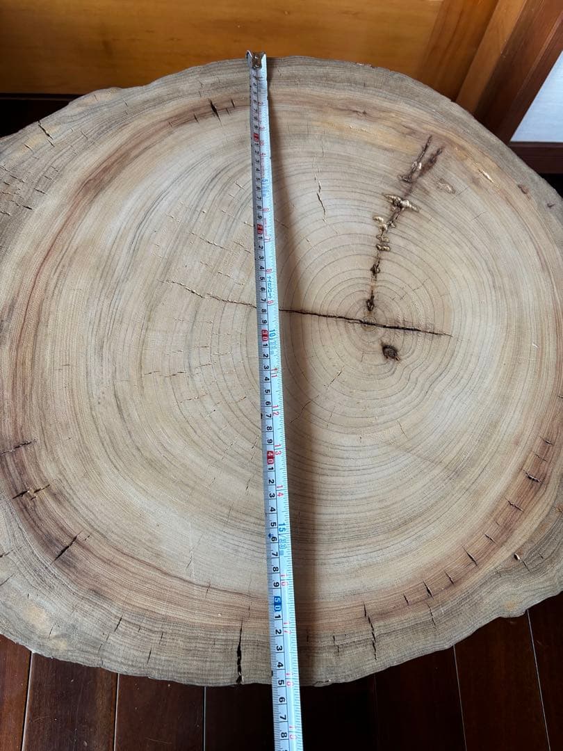 無垢材円形テーブル（ブラック脚） 丸太 サイドテーブル