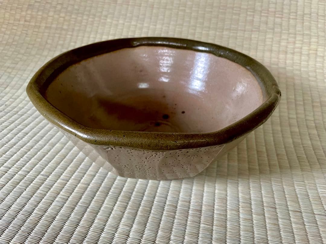 浜田庄司　地掛緑黒面取 大鉢