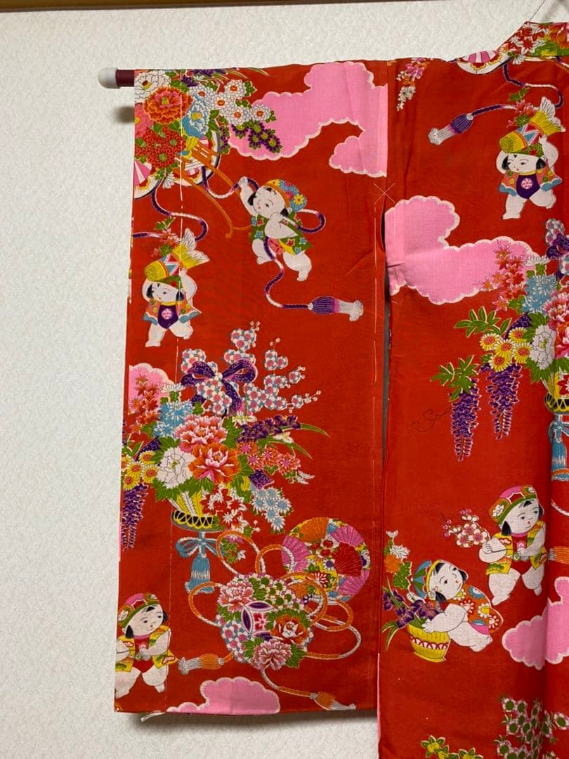 No.95正絹アンティーク子供着物しつけ糸付き着丈95センチ裄丈40センチ