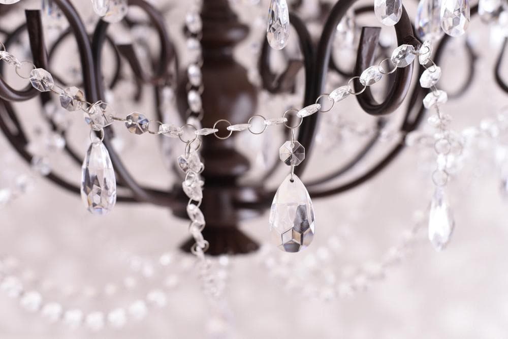 【LED付・簡単取付】8灯アンティーク調ブラウンシャンデリア