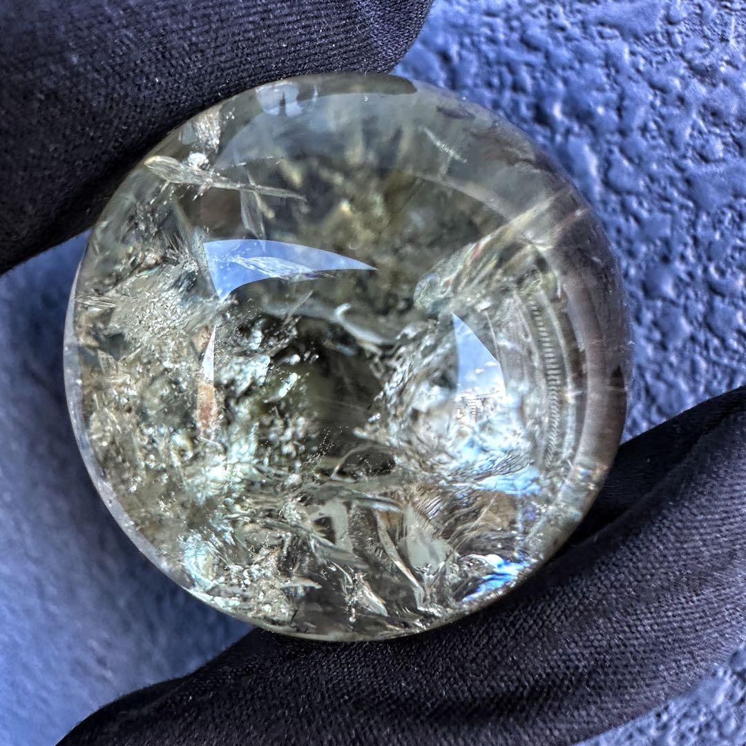 【開運 魔除】レインボースモーキーシトリン ブルーエンジェルラダー丸玉A1317