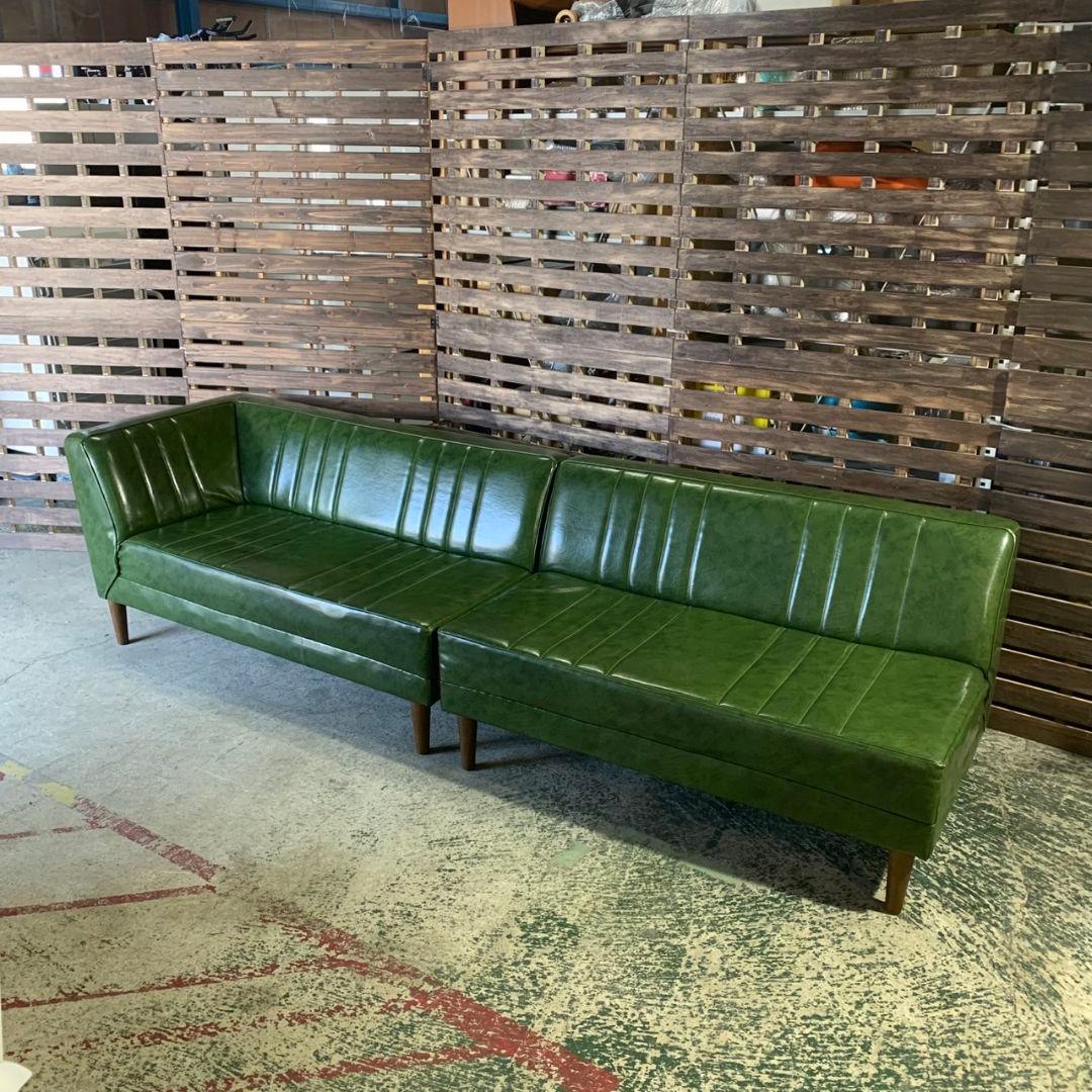 H425\" niko and コーナーソファ L字型 合皮 グリーン