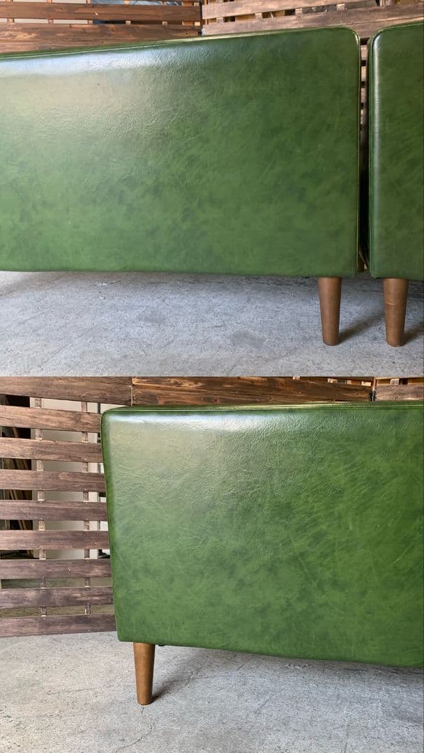 H425\" niko and コーナーソファ L字型 合皮 グリーン