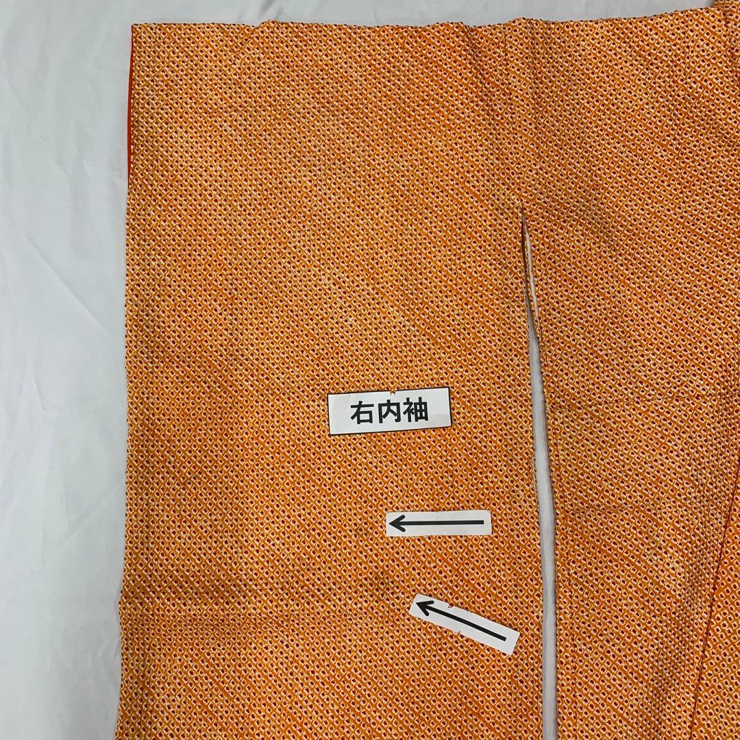 512agu10□七五三 7歳 女児 着物のみ 総絞り オレンジ□状態良好