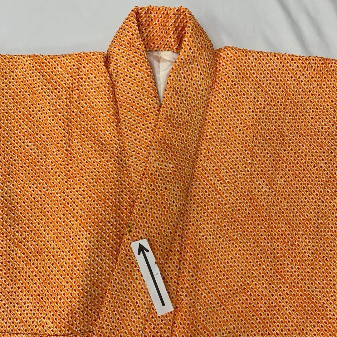 512agu10□七五三 7歳 女児 着物のみ 総絞り オレンジ□状態良好