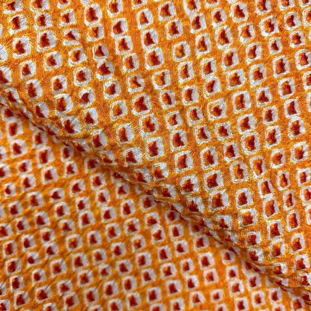 512agu10□七五三 7歳 女児 着物のみ 総絞り オレンジ□状態良好