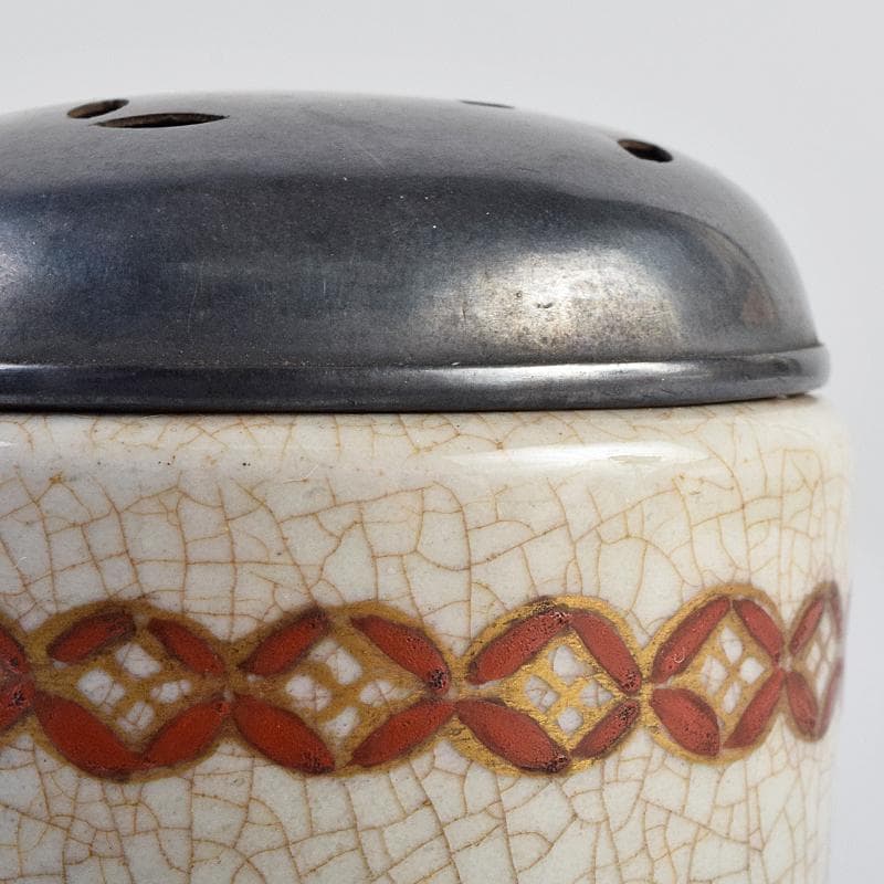 茶道具 野々村仁清作 色絵金彩 銀火屋約18g 香炉 時代箱 M R9105