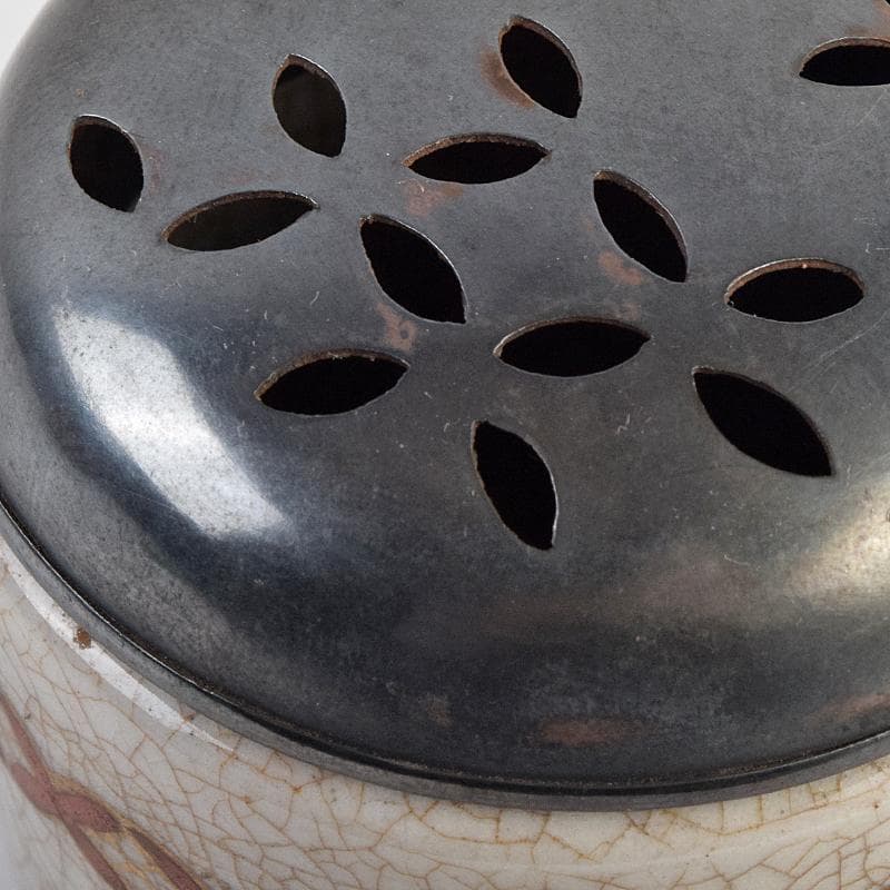 茶道具 野々村仁清作 色絵金彩 銀火屋約18g 香炉 時代箱 M R9105