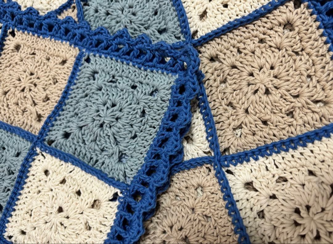 手編み ブランケット かぎ針 モチーフ編み ふんわり ひざ掛け おくるみ