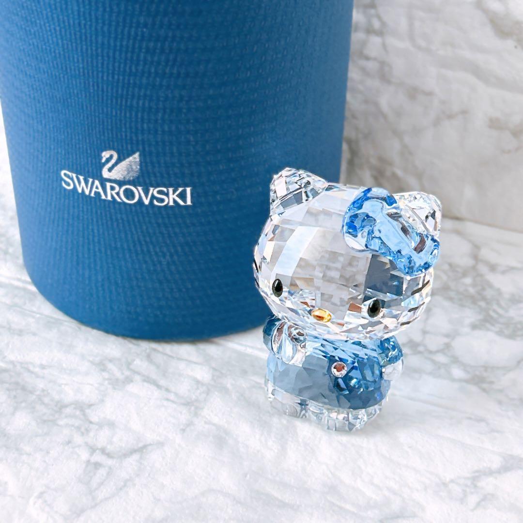 【美品】SWAROVSKI ハローキティ クリスタル　ブルーリボン