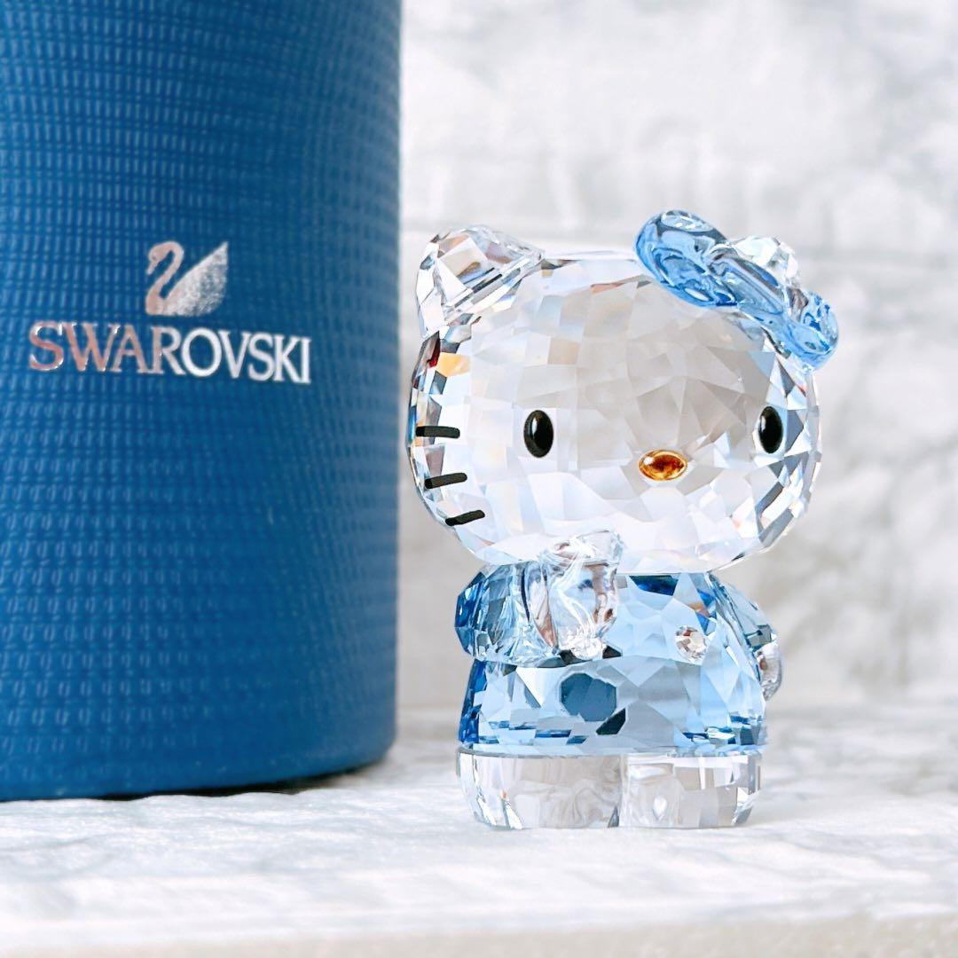 【美品】SWAROVSKI ハローキティ クリスタル　ブルーリボン