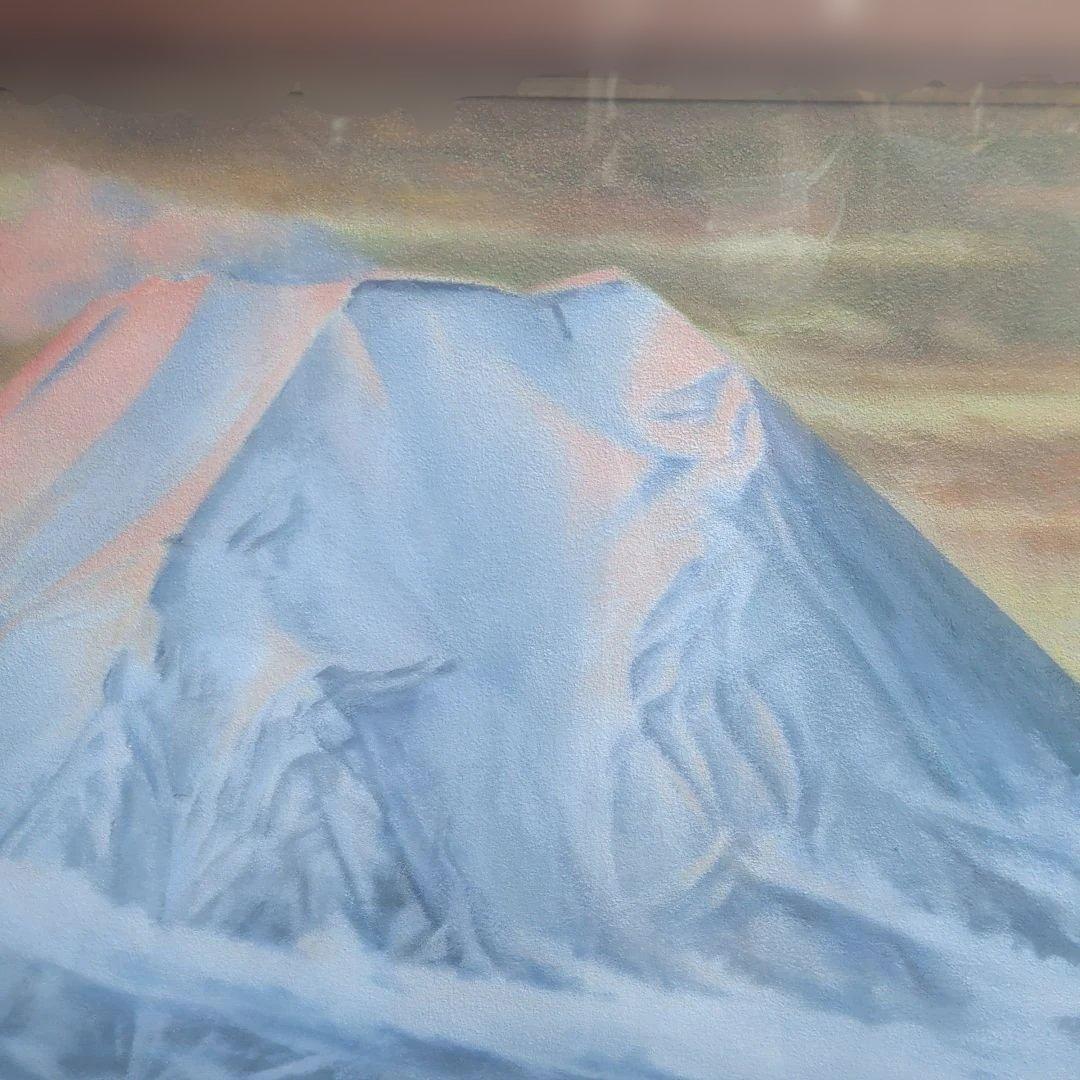 南部陽一郎　厳峰富士 　朝富士　日本画 木製フレーム　油絵