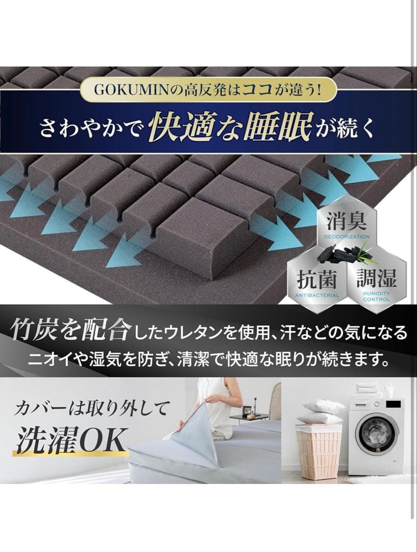 GOKUMIN プレミアムグランマットレス 10cm 極眠　セミダブル
