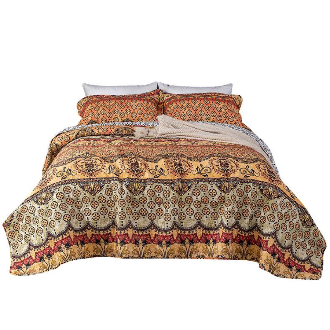 キルトベッドカバー3点セット綿マルチカバー キルティング 112