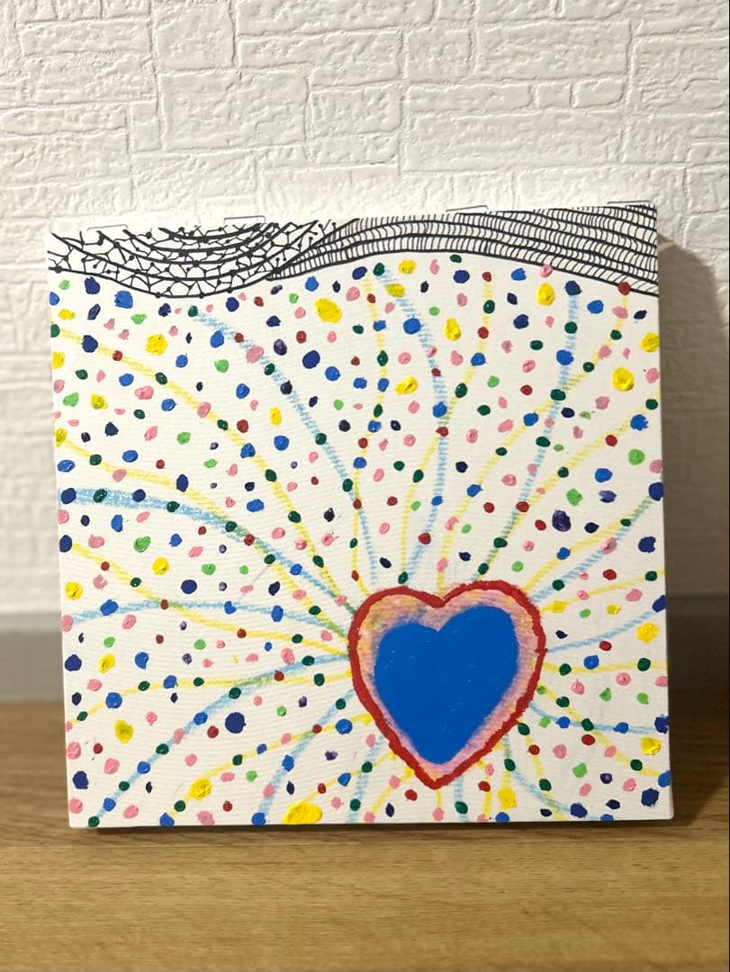 抽象的なハートと顔の絵画　2枚セット　パネルアート