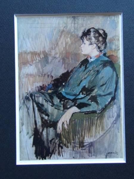 小磯良平、【フランスの女】、希少な大判額装用画集より、美品、新品