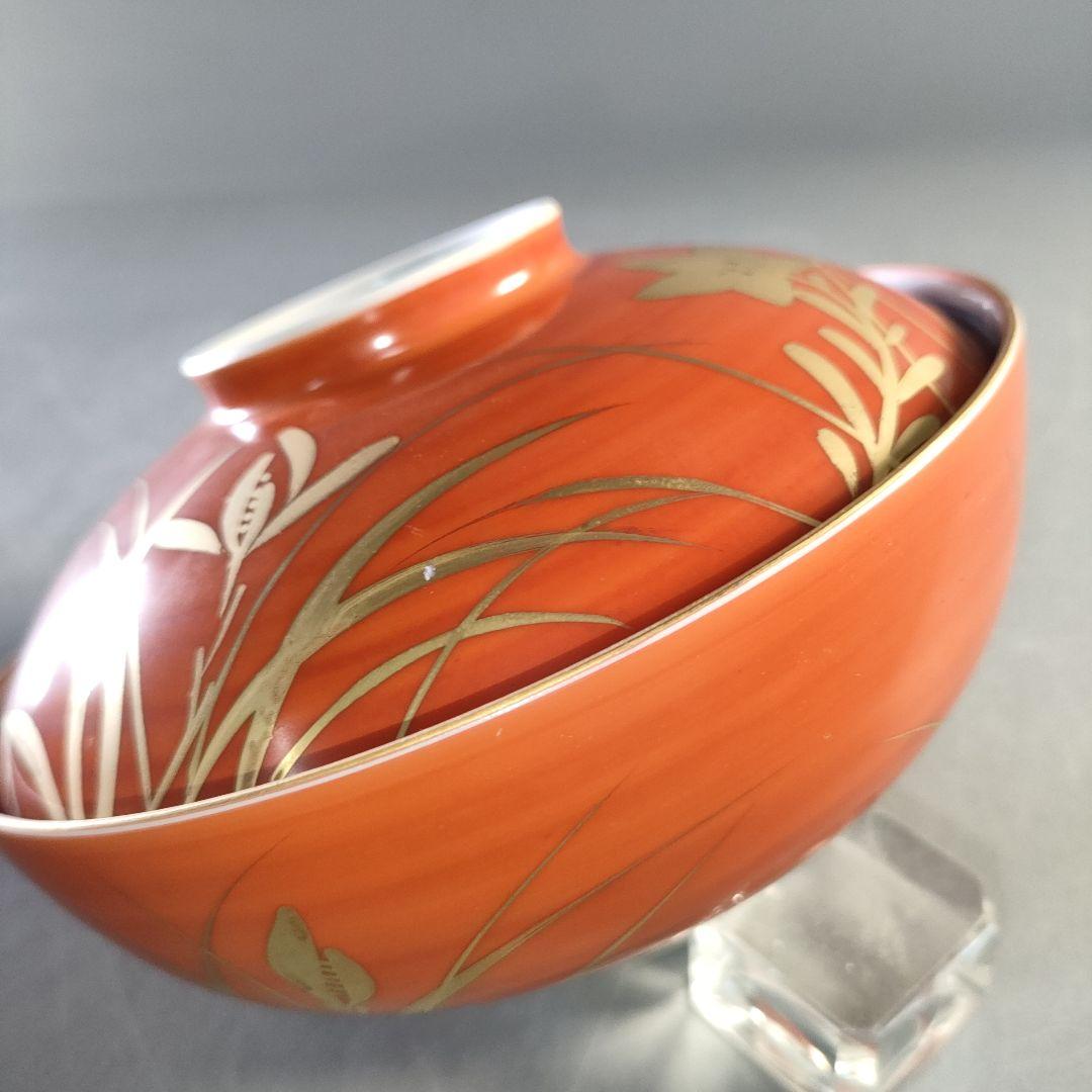 A1277-10/幸兵衛窯/加藤卓男/金欄手蓋向付5客/蓋茶碗/茶道具/懐石道具