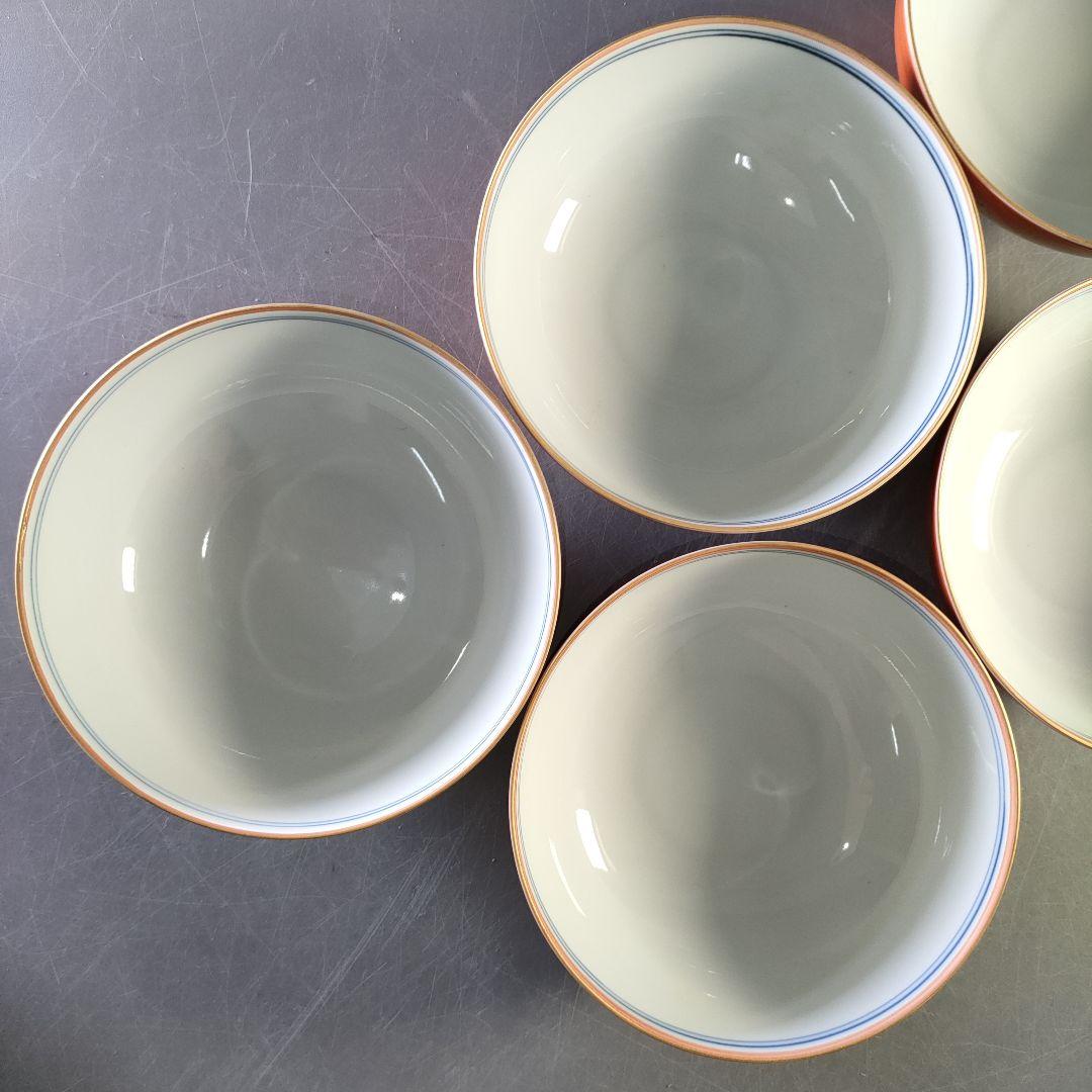 A1277-10/幸兵衛窯/加藤卓男/金欄手蓋向付5客/蓋茶碗/茶道具/懐石道具