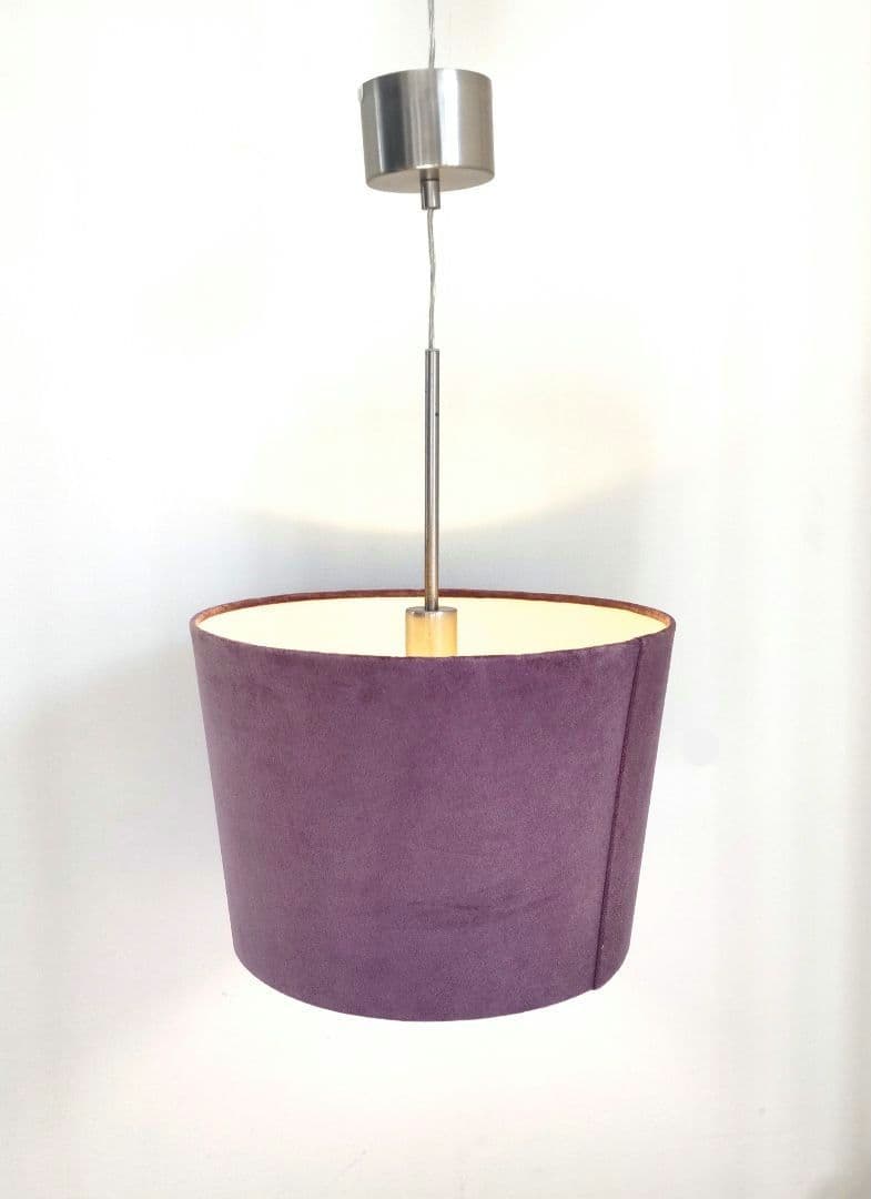 ドラムシェード　天井照明　ルームランプ　ライト　パープル　ベロア　ヴィンテージ