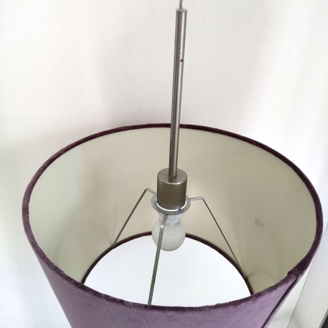 ドラムシェード　天井照明　ルームランプ　ライト　パープル　ベロア　ヴィンテージ