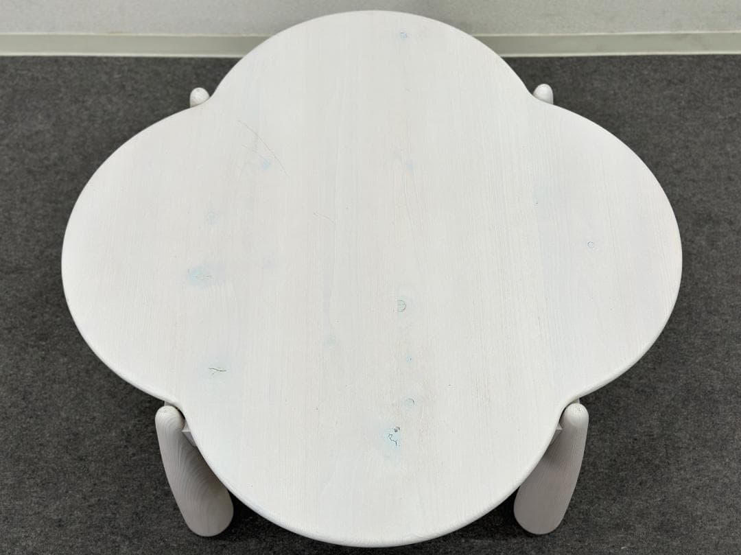 広松木工■WFキッズハイテーブル077　ホワイト　ヒノキ無垢材　センターテーブル