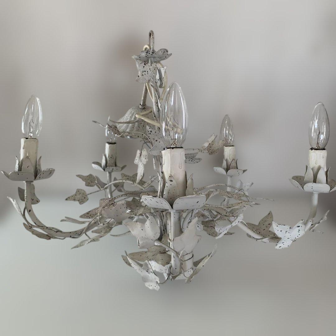 [イトキン]ホワイト　天井照明　 シャンデリア 5灯 シャビーチック