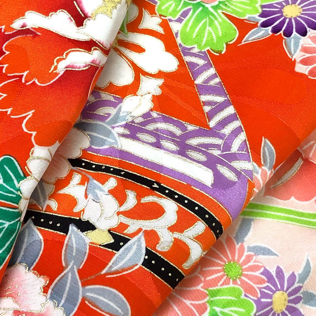 子供着物 お宮参り 七五三 祝着 襦袢付 鳥 花柄模様 金駒刺繍 CK-7388