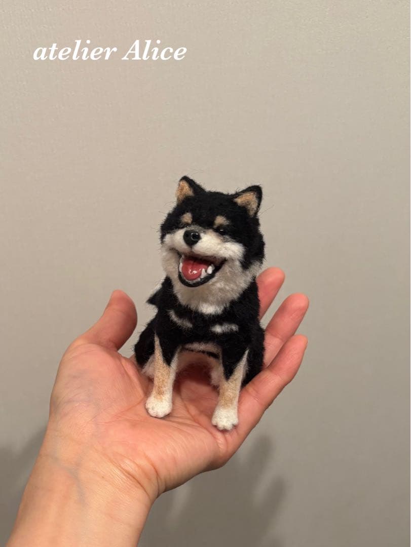ニッコニコ　黒柴　黒豆柴　犬　羊毛フェルト　ハンドメイド　置物　ぬいぐるみ　柴犬