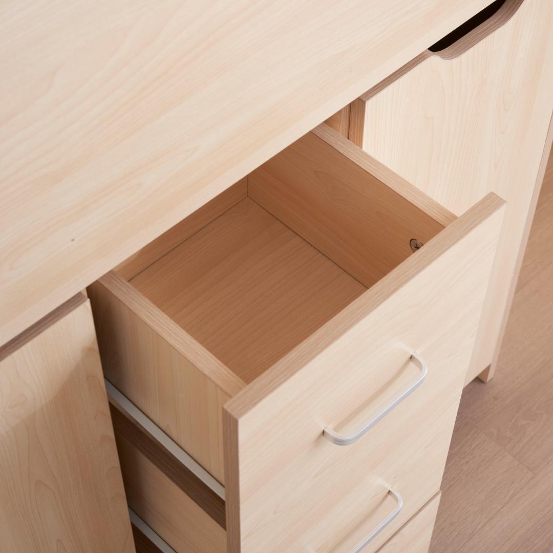 【ナチュラル】学習机 デスク パソコンデスク 勉強机 折り畳み天板 引き出し