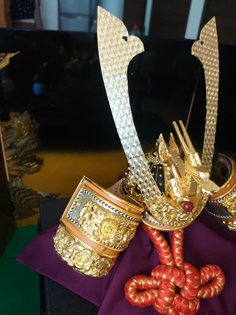 五月人形  正絹威 兜  秀月作 美品