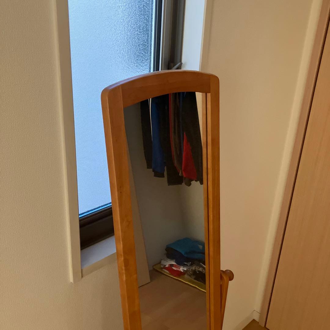 ニトリ　NITORI 木製キャスター付き　全身鏡　全身ミラー