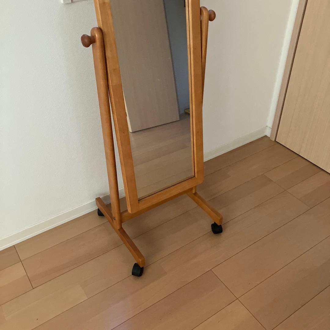 ニトリ　NITORI 木製キャスター付き　全身鏡　全身ミラー