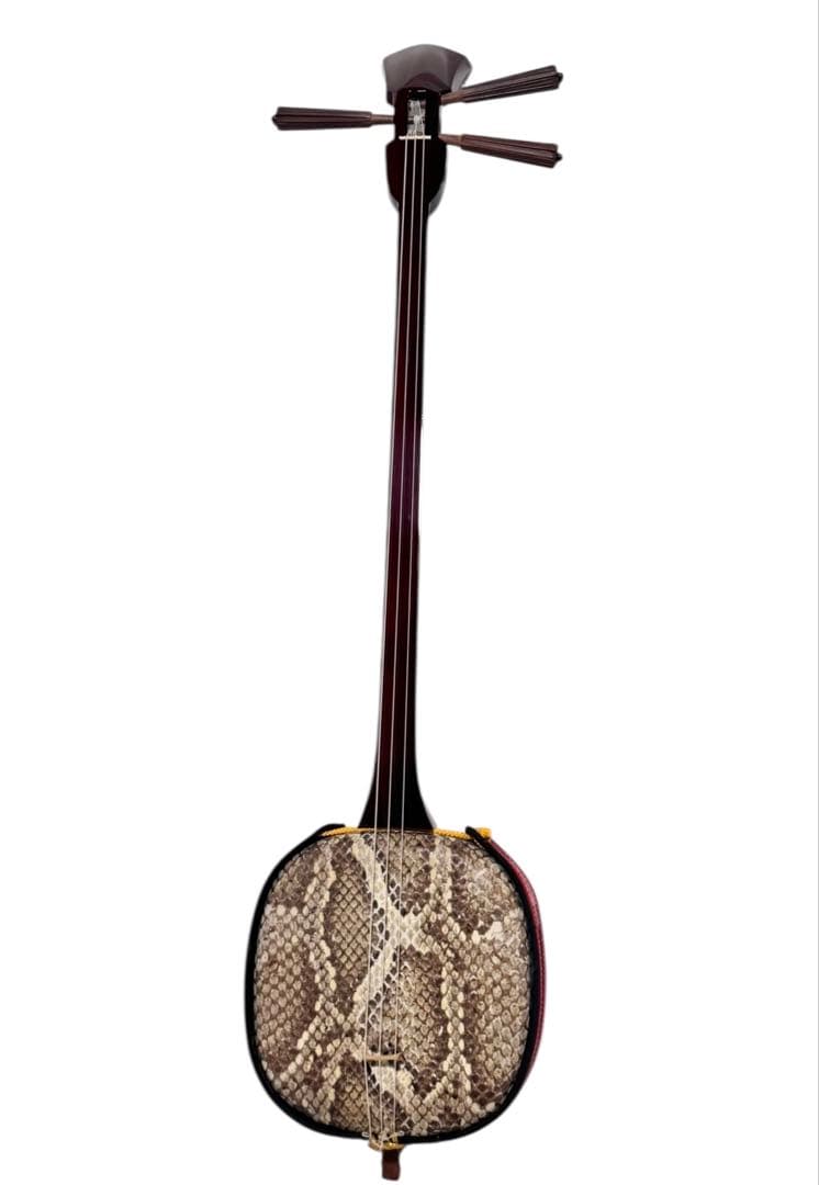 【あきじぃ〜】 三線 本蛇皮 強化張り 本革 真壁型 蛇革