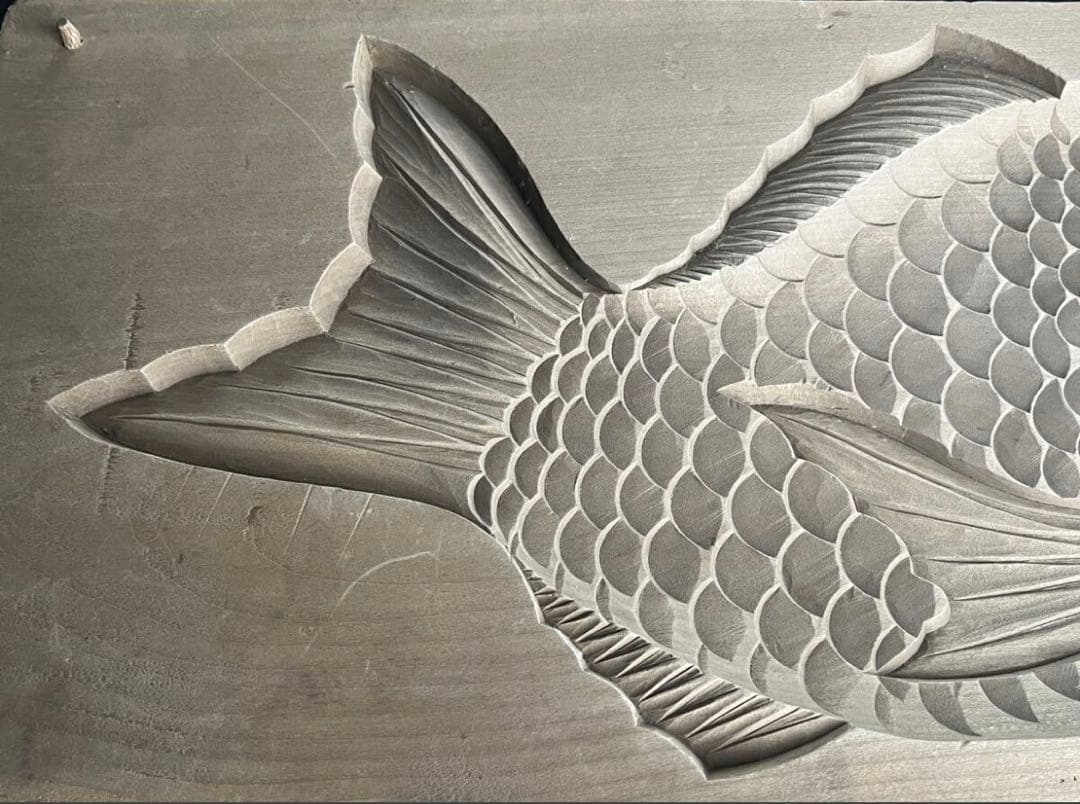 菓子型 特大型の鯛 タイ 42.4×21.1cm 和菓子 古道具アンティーク木彫